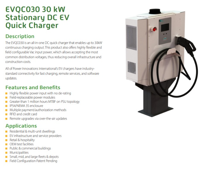 EVQC030 30 kW  Stationary DC EV Quick Charger