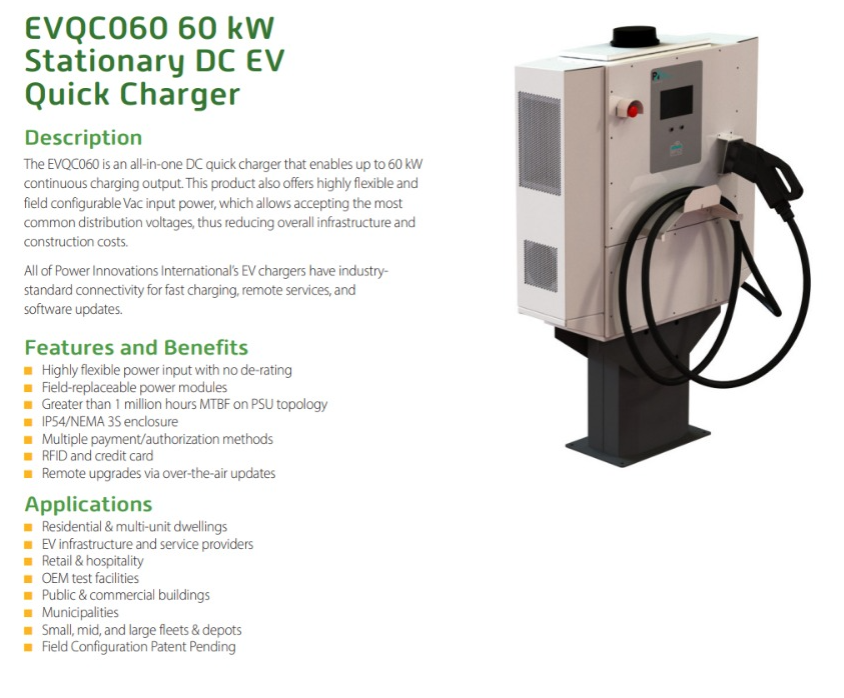 EVQC060 60 kW Stationary DC EV Quick Charger