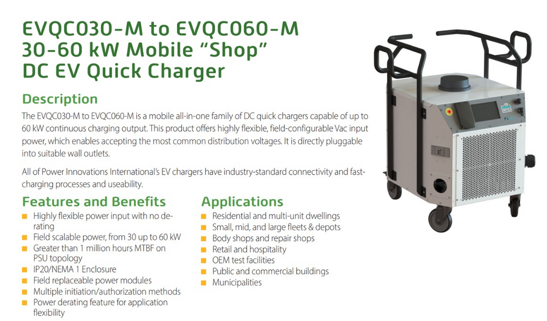 EVQC030-M to EVQC060-M30-60 kW Mobile “Shop”DC EV Quick Charger